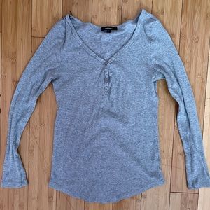 Grey henley long sleeve top